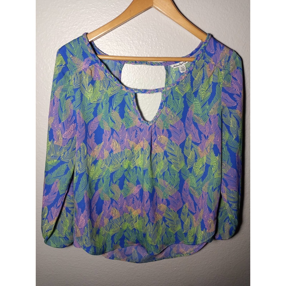 American Eagle Multicolor LeavePrint Blouse  XS/TP